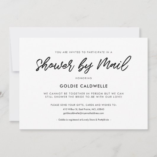 Invitation Typographie moderne Douche par courrier (Devant)