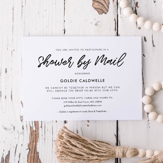 Invitation Typographie moderne Douche par courrier
