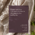 Invitation Typographie moderne du vin de Cabernet Mariage élé<br><div class="desc">Typographie moderne du vin de Cabernet Faire-part de mariage élégant</div>