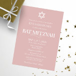 Invitation Typographie moderne Dusty Bat mitzvah rose<br><div class="desc">Typographie moderne Dusty rose Bat mitzvah Invitation</div>