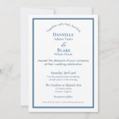 Invitation Typographie moderne Dusty Bleu Mariage blanc (Devant)