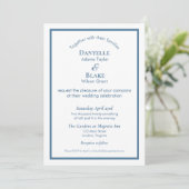 Invitation Typographie moderne Dusty Bleu Mariage blanc (Debout devant)