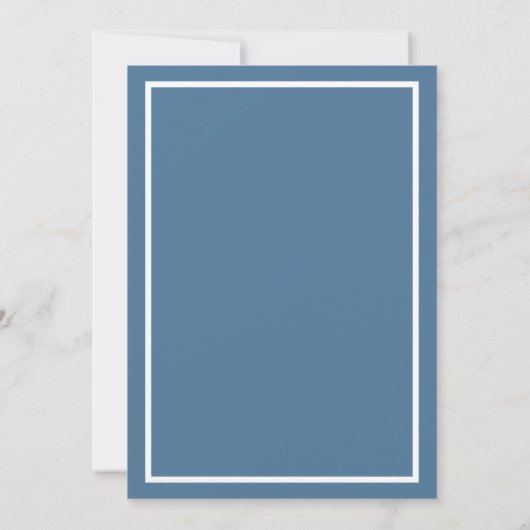 Invitation Typographie moderne Dusty Bleu Mariage blanc (Dos)