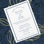 Invitation Typographie moderne Dusty Bleu Mariage blanc