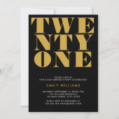 Invitation Typographie moderne Elegant Black Gold Bold (Devant)