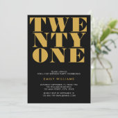 Invitation Typographie moderne Elegant Black Gold Bold (Debout devant)