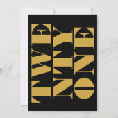 Invitation Typographie moderne Elegant Black Gold Bold (Dos)