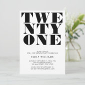 Invitation Typographie moderne élégant noir et blanc (Debout devant)