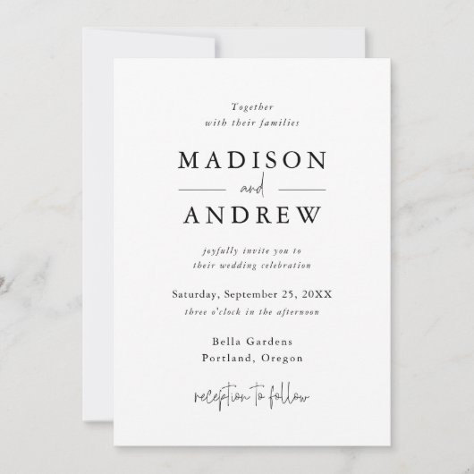 Invitation Typographie moderne élégante (Devant)