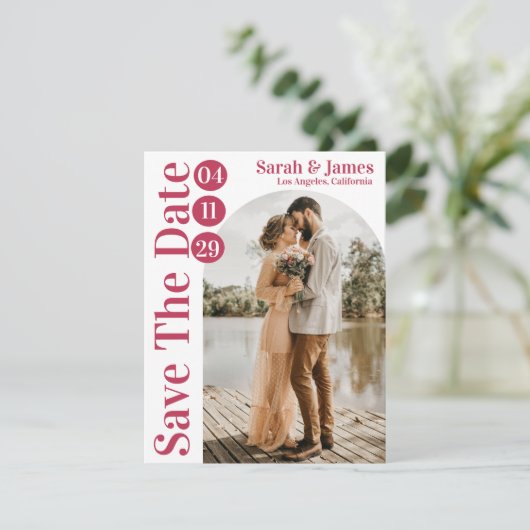 Invitation Typographie moderne élégante Photo Enregistrer la (Debout devant)