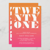 Invitation Typographie moderne élégante rose orange gras (Devant / Derrière)