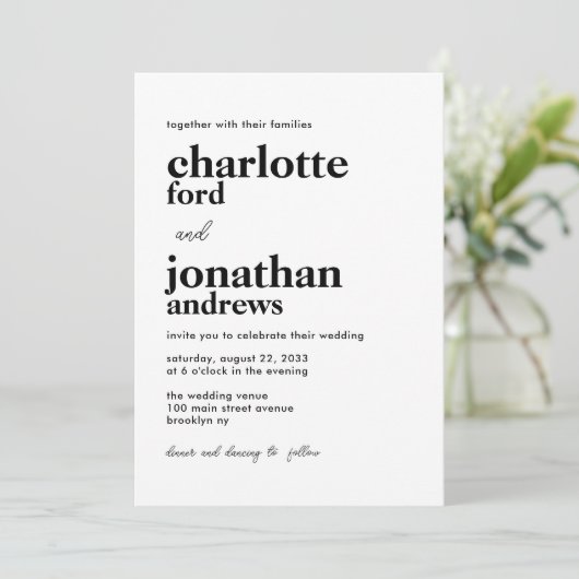 Invitation Typographie moderne et élégante QR Code Mariage ph (Debout devant)