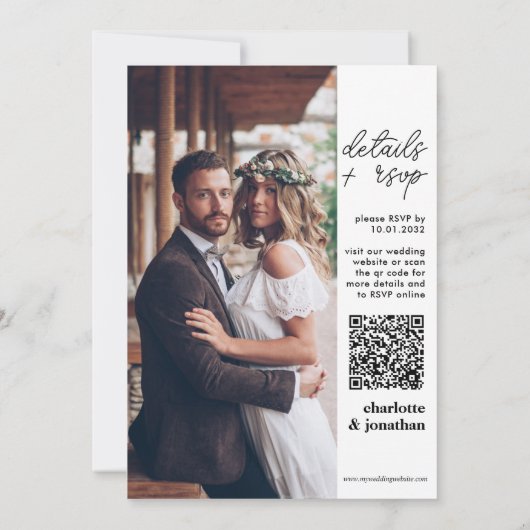 Invitation Typographie moderne et élégante QR Code Mariage ph (Dos)