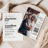 Invitation Typographie moderne et élégante QR Code Mariage ph