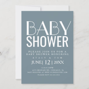 Invitation Typographie Moderne Fête de Bébé Simple Coton