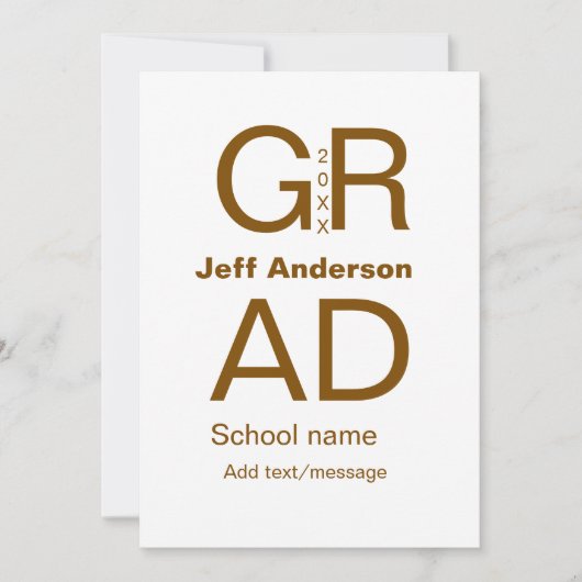 Invitation Typographie moderne graduation simple minimum c (Devant)