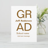 Invitation Typographie moderne graduation simple minimum c (Debout devant)