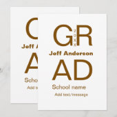 Invitation Typographie moderne graduation simple minimum c (Devant / Derrière)