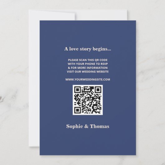 Invitation Typographie moderne Gras Apricot Marine Mariage bl (Dos)