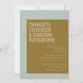 Invitation Typographie Moderne Gras Bleu et Olive Mariage (Devant)
