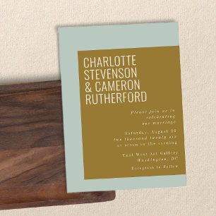 Invitation Typographie Moderne Gras Bleu et Olive Mariage