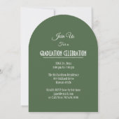 Invitation Typographie Moderne Gras Diplômée Vert Olive Arc (Dos)