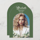 Invitation Typographie moderne Gras Gradué Olive Green Arch (Devant / Derrière)