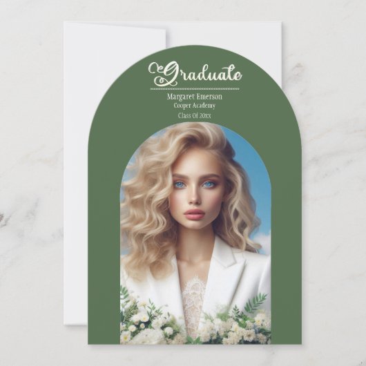 Invitation Typographie moderne Gras Gradué Olive Green Arch (Devant)