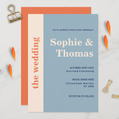 Invitation Typographie moderne Gras Mariage Dusty Blue Aprico