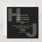 Invitation Typographie moderne Gras Mariage noir et blanc (Dos)