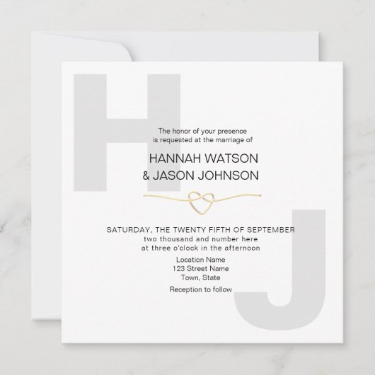 Invitation Typographie moderne Gras Mariage noir et blanc (Devant)