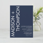 Invitation Typographie moderne Gras Mariage photo bleu marine (Debout devant)