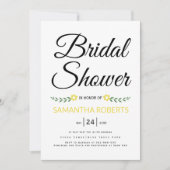 Invitation Typographie moderne jaune mariage de douche nuptia (Devant)