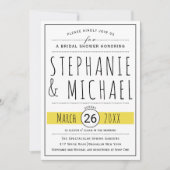 Invitation Typographie moderne jaune mariage douche nuptiale (Devant)