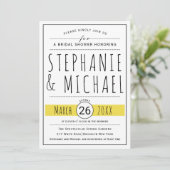 Invitation Typographie moderne jaune mariage douche nuptiale (Debout devant)