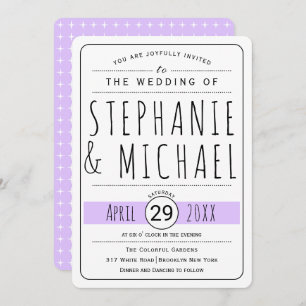Invitation Typographie moderne lavande mariage arrondi
