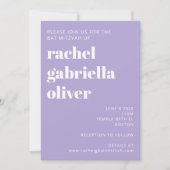Invitation Typographie moderne Lavender Bat mitzvah violet (Devant)