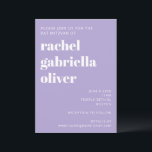 Invitation Typographie moderne Lavender Bat mitzvah violet<br><div class="desc">Audacieuse Typographie Lavande Purple Simple Moderne Bat mitzvah Invitation</div>