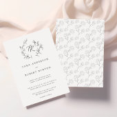 Invitation Typographie moderne Mariage botanique noir et blan