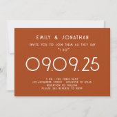 Invitation Typographie moderne Mariage en terre cuite (Devant)