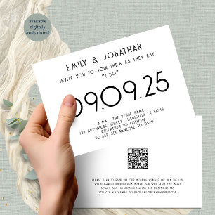 Invitation Typographie moderne Mariage noir blanc