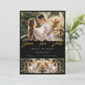 Invitation Typographie moderne Mariage photo Enregistrer la d (Debout devant)