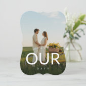 Invitation Typographie moderne Mariage photo Enregistrer les (Debout devant)