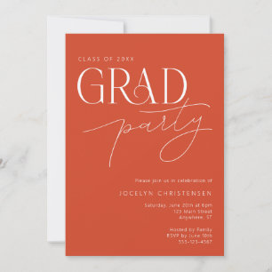 Invitation Typographie moderne Minimaliste Grad Party Invitat