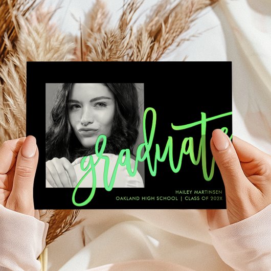 Invitation Typographie moderne Neon Ombre Photo Green Grad
