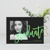 Invitation Typographie moderne Neon Ombre Photo Green Grad (Debout devant)