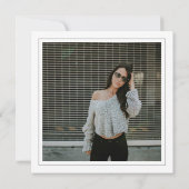 Invitation Typographie moderne noir blanc 21 anniversaire pho (Dos)