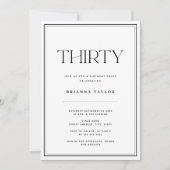 Invitation Typographie moderne noir & blanc 30e anniversaire (Devant)