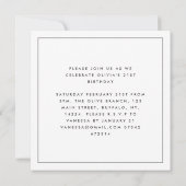 Invitation Typographie moderne noir blanc simple anniversaire (Dos)