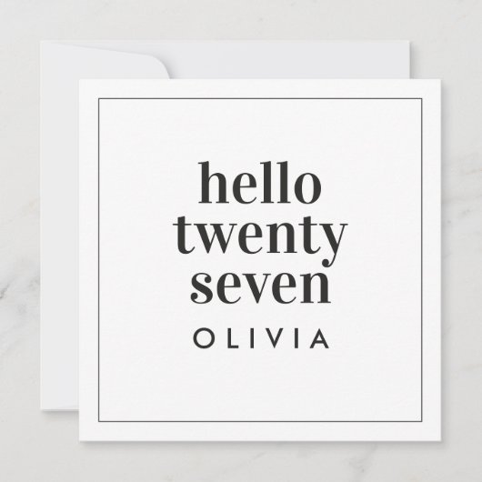 Invitation Typographie moderne noir blanc simple anniversaire (Devant)